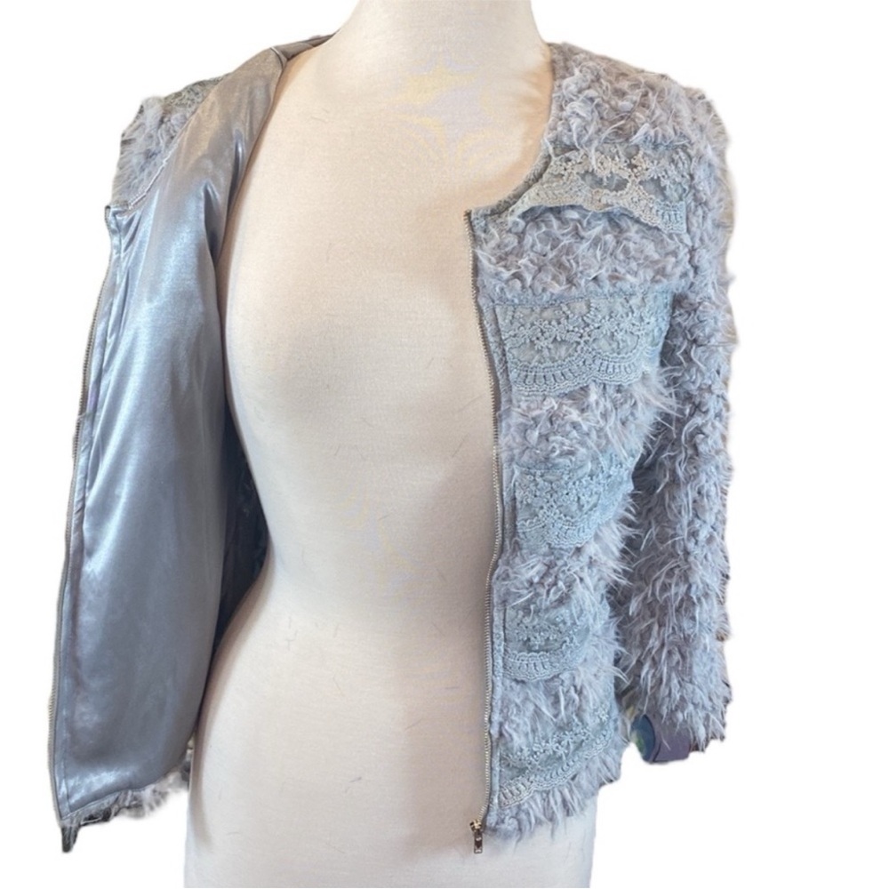 Lace Inlay Fuzzy Jacket - Picture 11 of 14